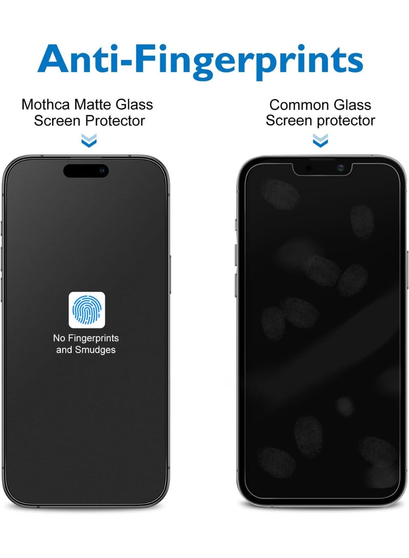 Mothca Matte Screen Protector for iPhone 16 (2 + 2 Pieces) 6.1 Inch, 2x Matte Screen Protector Film 9H + 2x Camera Protection, 2.5D Screen Protector, Anti-Fingerprint - Image 2